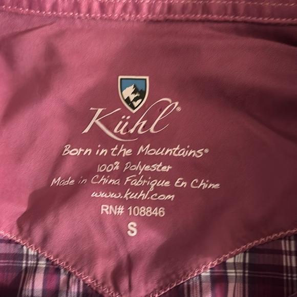 KUHL Women’s Short Sleeve Pearl Snap Button Down Plaid Top Size S - Picture 6 of 9